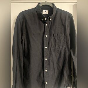 NN07 Men’s L Button-Down Long Sleeve Shirt in Black